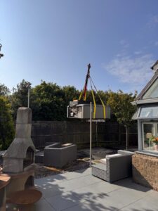 Hot tub relocation Stock